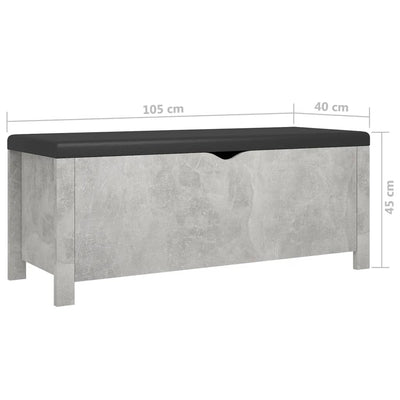 Dealsmate  Storage Box with Cushion Concrete Grey 105x40x45 cm Engineered Wood