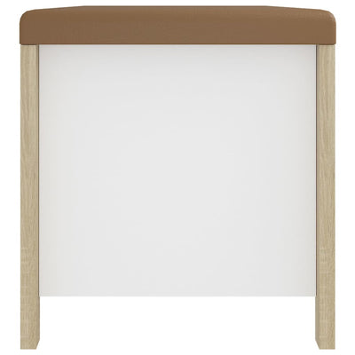 Dealsmate  Storage Box with Cushion White and Sonoma Oak 105x40x45 cm Engineered Wood