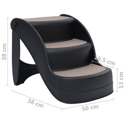 Dealsmate  Folding 3-Step Dog Stairs Black