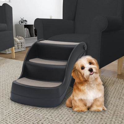 Dealsmate  Folding 3-Step Dog Stairs Black