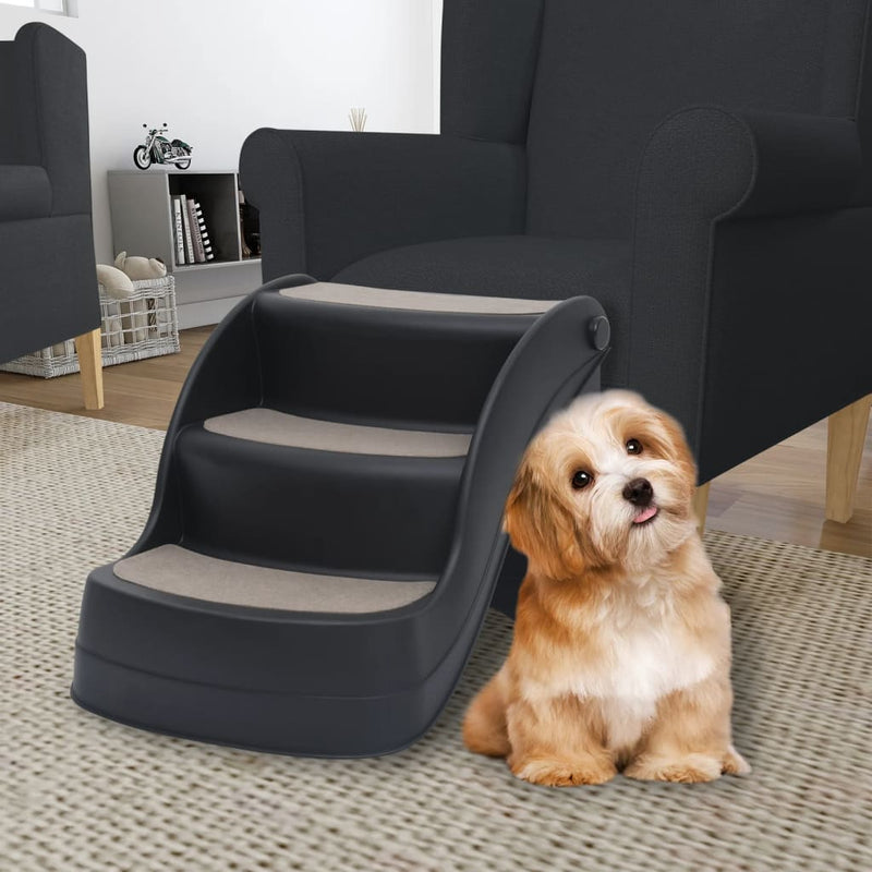 Dealsmate  Folding 3-Step Dog Stairs Black