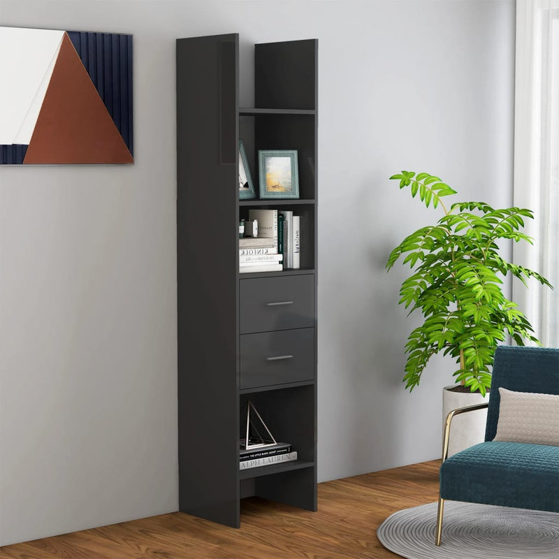 Dealsmate  Book Cabinet High Gloss Grey 40x35x180 cm Engineered Wood