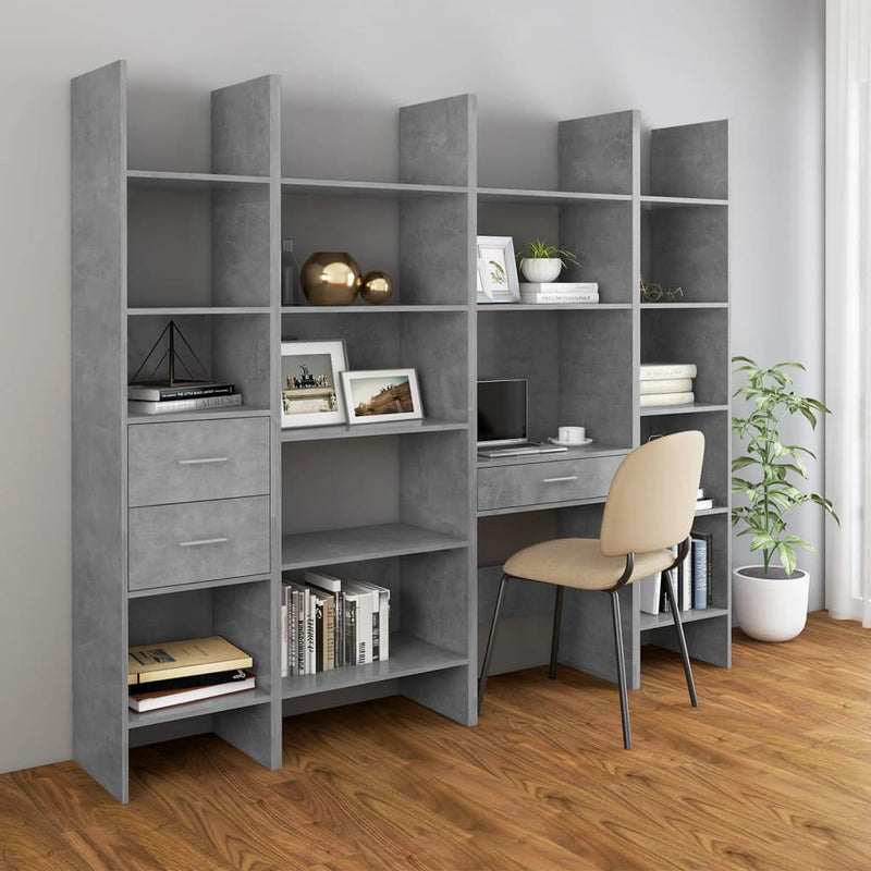 Dealsmate  Book Cabinet Concrete Grey 60x35x180 cm Engineered Wood