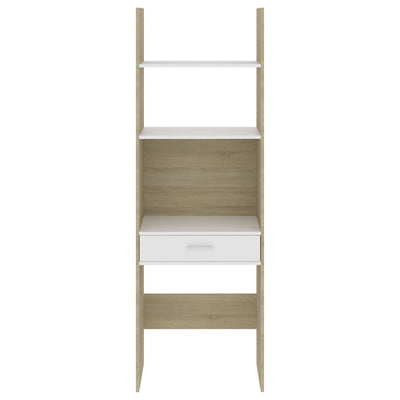 Dealsmate  Book Cabinet White and Sonoma Oak 60x35x180 cm Engineered Wood
