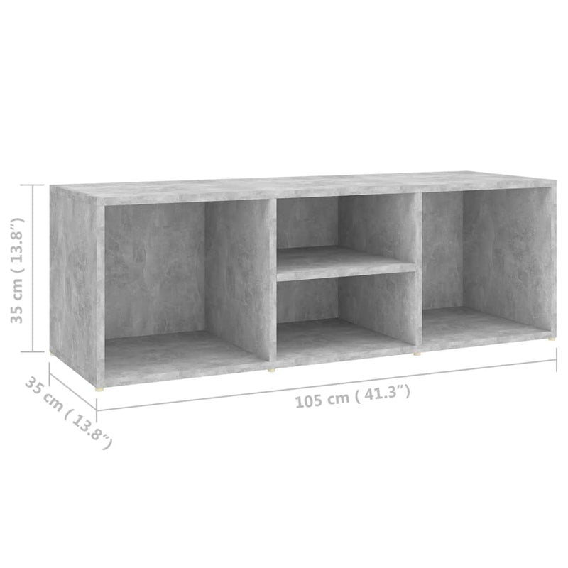 Dealsmate  Shoe Storage Bench Concrete Grey 105x35x35 cm Engineered Wood