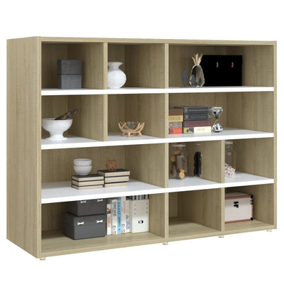 Dealsmate  Side Cabinet White and Sonoma Oak 97x32x72 cm Engineered Wood