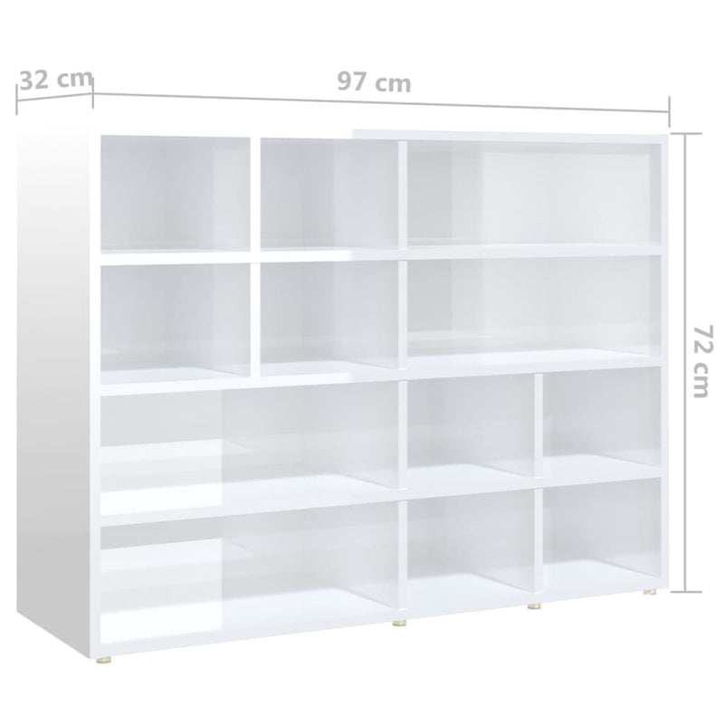 Dealsmate  Side Cabinet High Gloss White 97x32x72 cm Engineered Wood
