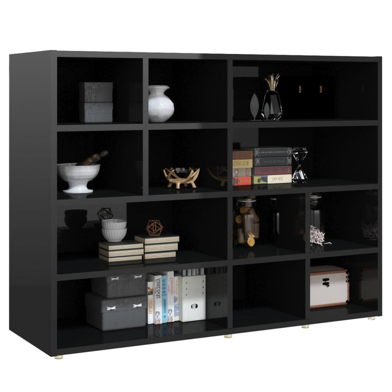 Dealsmate  Side Cabinet High Gloss Black 97x32x72 cm Engineered Wood