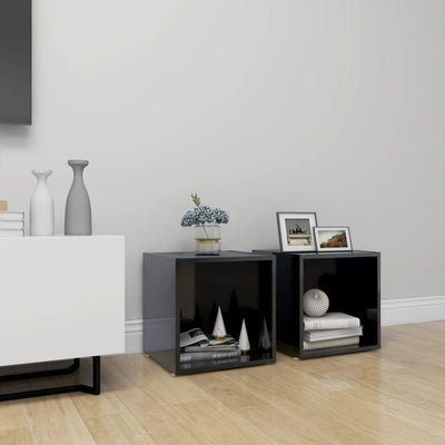 Dealsmate  TV Cabinets 2 pcs High Gloss Black 37x35x37 cm Engineered Wood