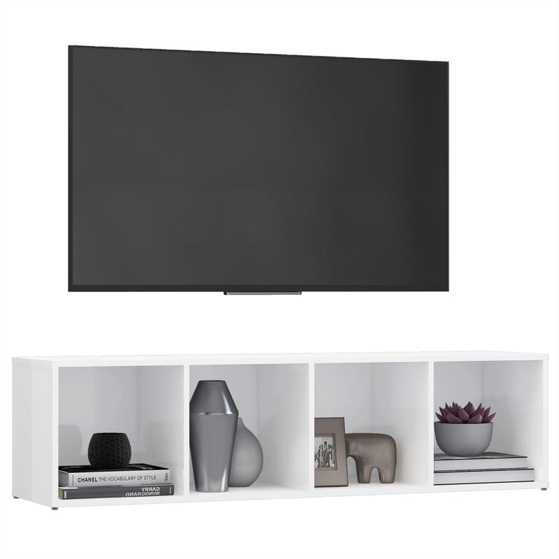 Dealsmate  TV Cabinet High Gloss White 142.5x35x36.5 cm Engineered Wood