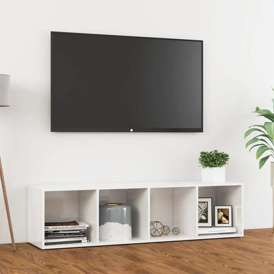 Dealsmate  TV Cabinet High Gloss White 142.5x35x36.5 cm Engineered Wood