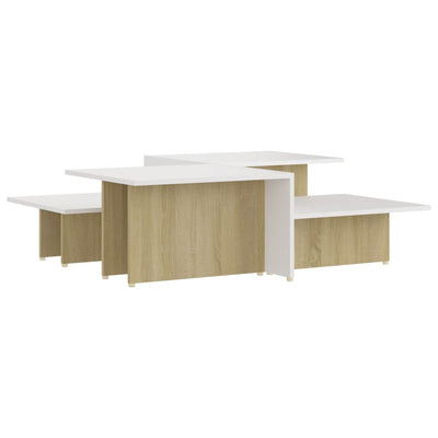 Dealsmate  Coffee Tables 2 pcs Sonoma Oak and White 111.5x50x33 cm Engineered Wood