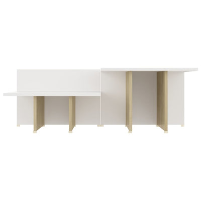 Dealsmate  Coffee Tables 2 pcs Sonoma Oak and White 111.5x50x33 cm Engineered Wood