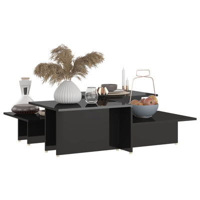 Dealsmate  Coffee Tables 2 pcs High Gloss Black 111.5x50x33 cm Engineered Wood
