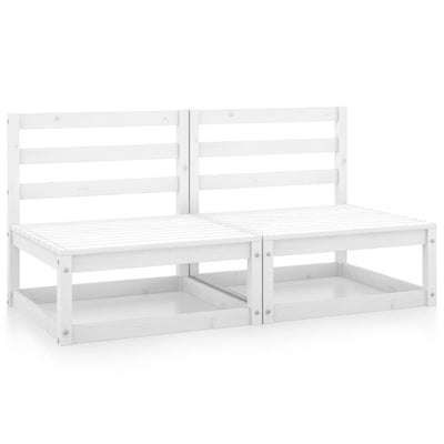 Dealsmate  Garden Middle Sofas 2 pcs White Solid Pinewood
