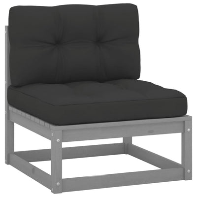 Dealsmate  Garden Middle Sofa with Anthracite Cushions Grey Solid Pinewood