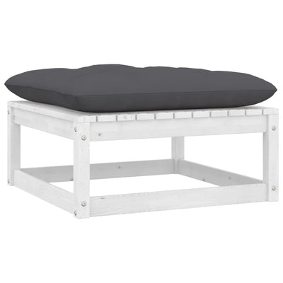 Dealsmate  Garden Footstool with Cushion White Solid Pinewood