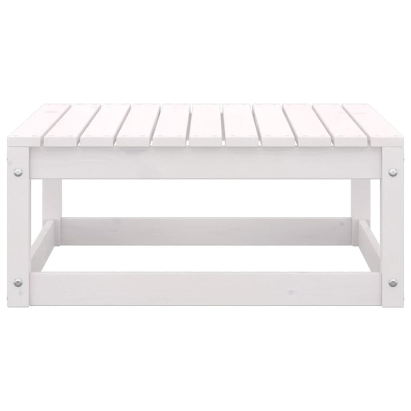 Dealsmate  Garden Footstool with Cushion White Solid Pinewood