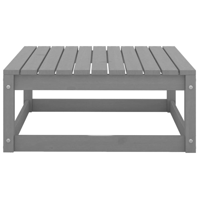 Dealsmate  Garden Footstool with Cushion Grey Solid Pinewood