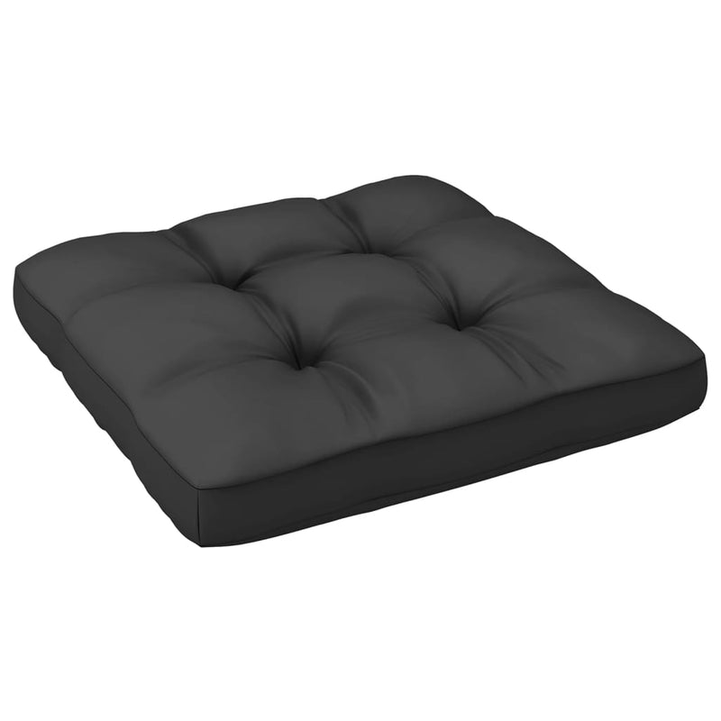 Dealsmate  Garden Footstool with Cushion Black Solid Pinewood