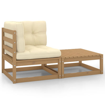 Dealsmate  2 Piece Garden Lounge Set with Cushions Honey Brown Pinewood