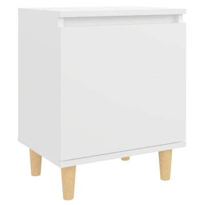 Dealsmate  Bed Cabinets with Solid Wood Legs 2 pcs White 40x30x50 cm