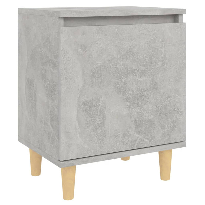 Dealsmate  Bed Cabinet with Solid Wood Legs Concrete Grey 40x30x50 cm