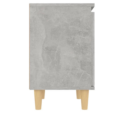 Dealsmate  Bed Cabinet with Solid Wood Legs Concrete Grey 40x30x50 cm
