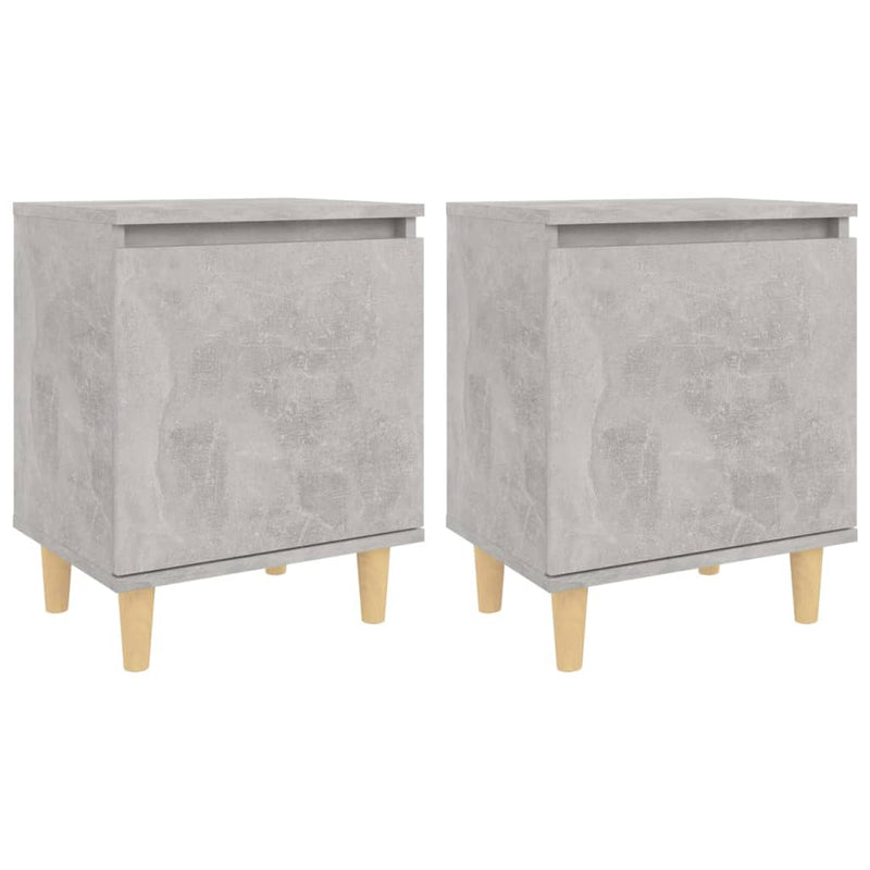 Dealsmate  Bed Cabinets with Solid Wood Legs 2pcs Concrete Grey 40x30x50cm