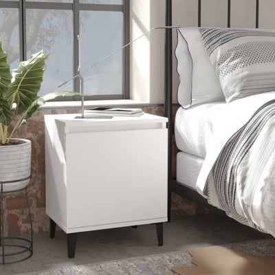 Dealsmate  Bed Cabinets with Metal Legs 2 pcs White 40x30x50 cm