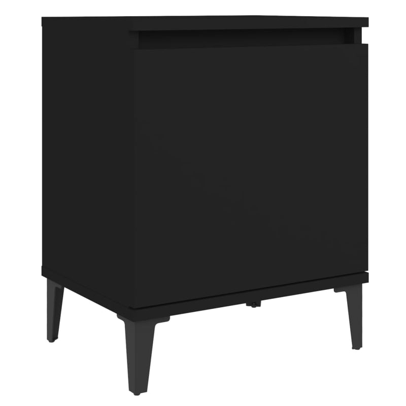 Dealsmate  Bed Cabinets with Metal Legs 2 pcs Black 40x30x50 cm