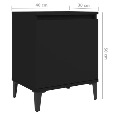 Dealsmate  Bed Cabinets with Metal Legs 2 pcs Black 40x30x50 cm