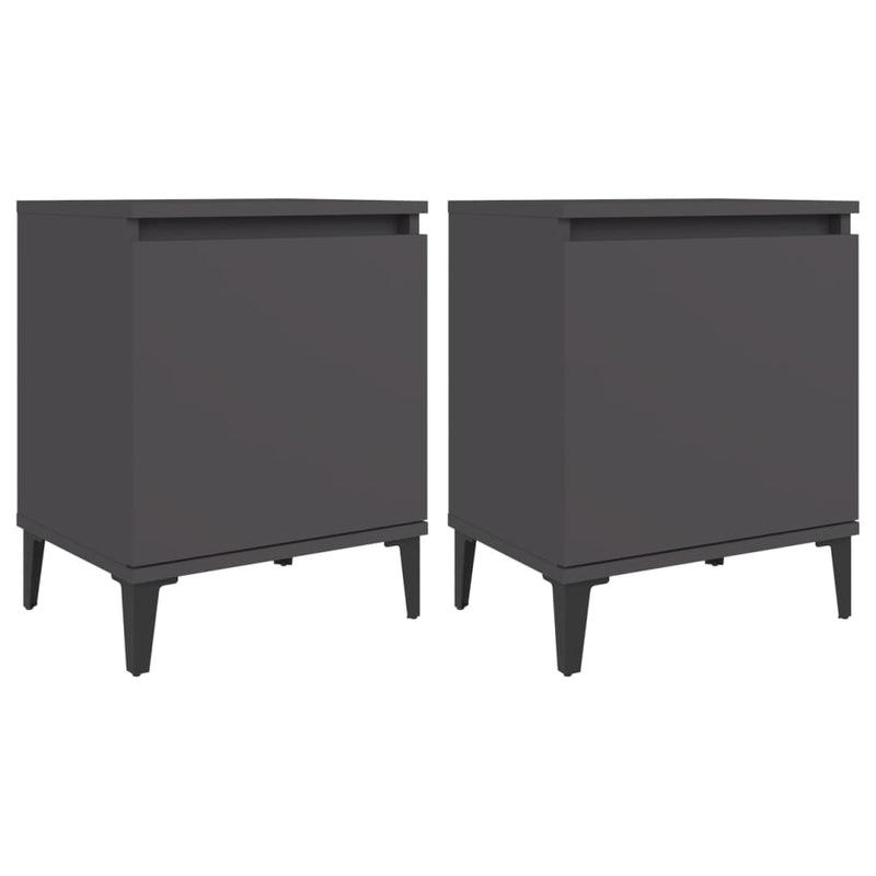 Dealsmate  Bed Cabinets with Metal Legs 2 pcs Grey 40x30x50 cm