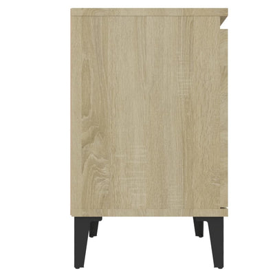 Dealsmate  Bed Cabinets with Metal Legs 2 pcs Sonoma Oak 40x30x50 cm