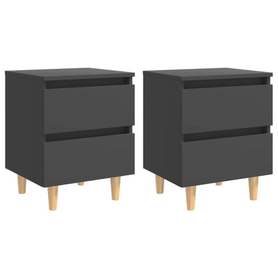 Dealsmate  Bed Cabinets with Solid Pinewood Legs 2 pcs Grey 40x35x50 cm