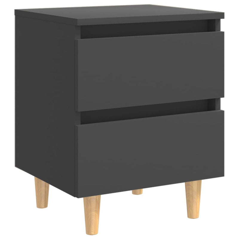Dealsmate  Bed Cabinets with Solid Pinewood Legs 2 pcs Grey 40x35x50 cm