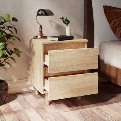 Dealsmate  Bed Cabinets & Solid Pinewood Legs 2 pcs Sonoma Oak 40x35x50 cm