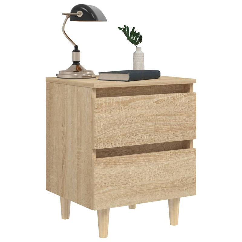 Dealsmate  Bed Cabinets & Solid Pinewood Legs 2 pcs Sonoma Oak 40x35x50 cm