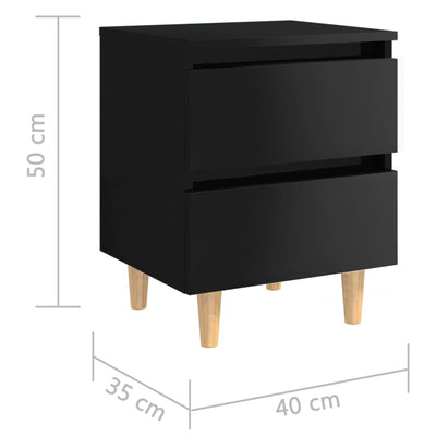 Dealsmate  Bed Cabinets & Pinewood Legs 2 pcs High Gloss Black 40x35x50cm