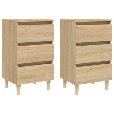 Dealsmate  Bed Cabinets & Solid Wood Legs 2 pcs Sonoma Oak 40x35x69 cm