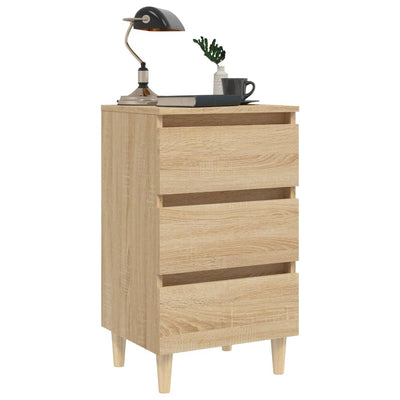 Dealsmate  Bed Cabinets & Solid Wood Legs 2 pcs Sonoma Oak 40x35x69 cm