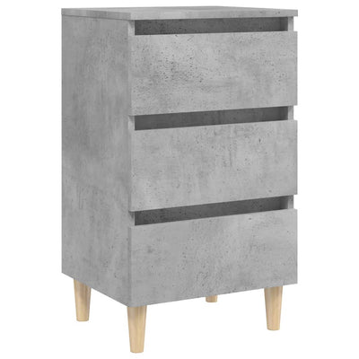 Dealsmate  Bed Cabinets & Solid Wood Legs 2 pcs Concrete Grey 40x35x69 cm