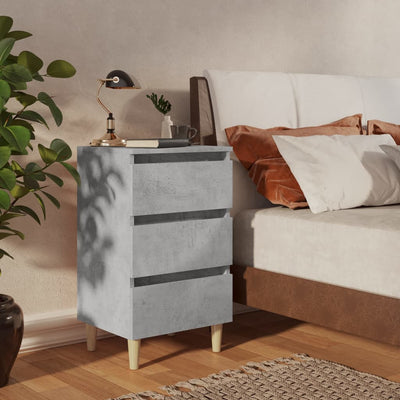 Dealsmate  Bed Cabinets & Solid Wood Legs 2 pcs Concrete Grey 40x35x69 cm