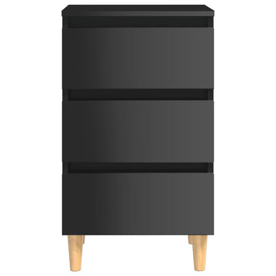 Dealsmate  Bed Cabinets & Wood Legs 2 pcs High Gloss Black 40x35x69 cm