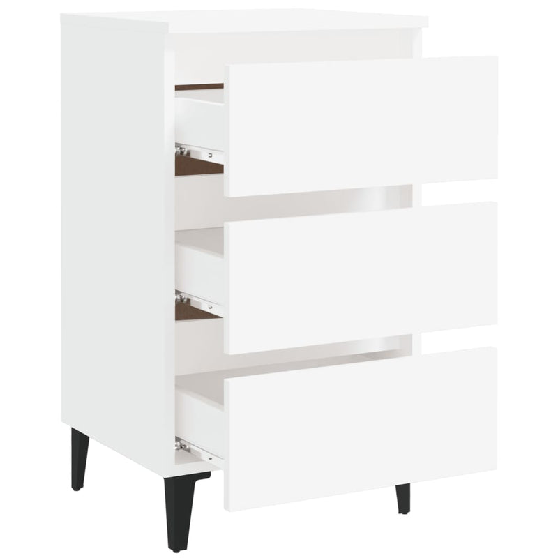 Dealsmate  Bed Cabinet with Metal Legs White 40x35x69 cm