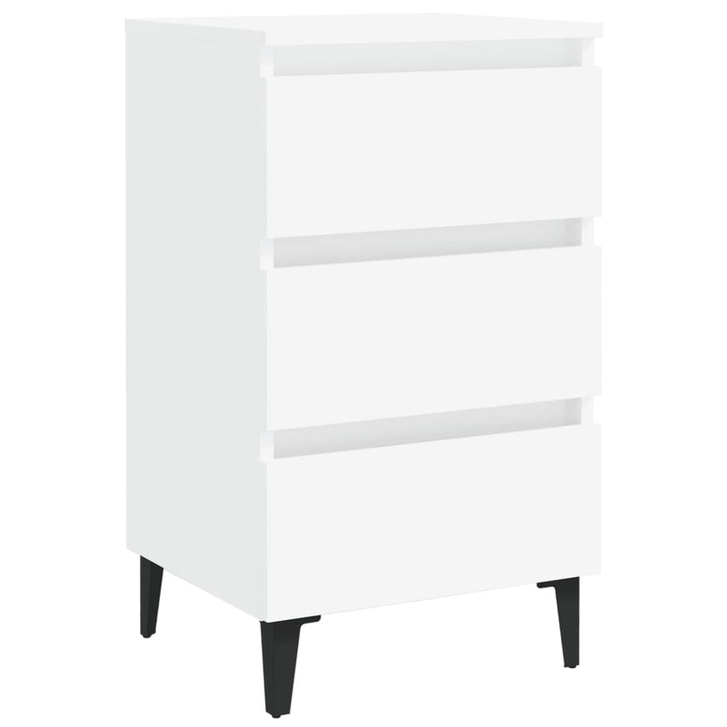 Dealsmate  Bed Cabinet with Metal Legs 2 pcs White 40x35x69 cm