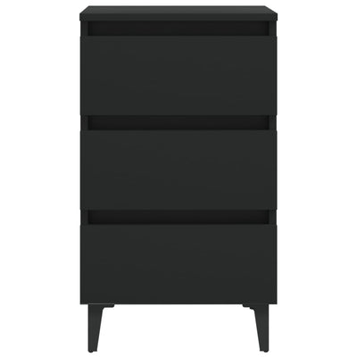 Dealsmate  Bed Cabinet with Metal Legs Black 40x35x69 cm