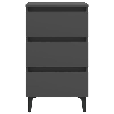 Dealsmate  Bed Cabinet with Metal Legs Grey 40x35x69 cm