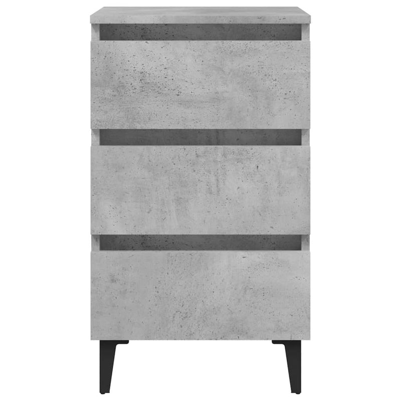 Dealsmate  Bed Cabinet with Metal Legs 2 pcs Concrete Grey 40x35x69 cm