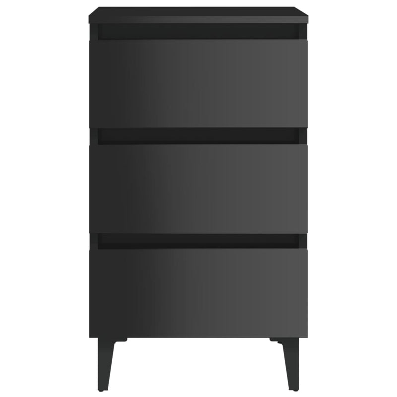 Dealsmate  Bed Cabinet with Metal Legs 2 pcs High Gloss Black 40x35x69 cm